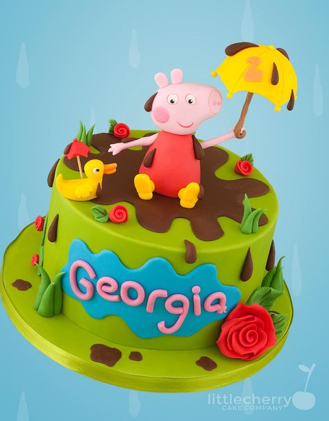 Little Cherry Cake Company (T-Cakes) - Timeline Muddy Puddle Cake, Sweet Birthday Quotes, Pig Cakes, Muddy Puddle, Pepper Pig, Fondant Art, Boyfriend Birthday Quotes, Peppa Pig Cake, Pig Cake