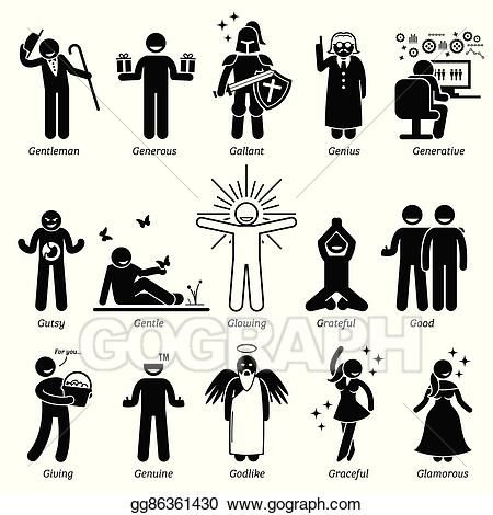 Vector Art - Positive character traits. Clipart Drawing gg86361430 - GoGraph Negative Character Traits, Negative Personality Traits, Positive Personality Traits, Positive Character Traits, Character Traits, Character Trait, Man Icon, Stick Figure, Personality Traits