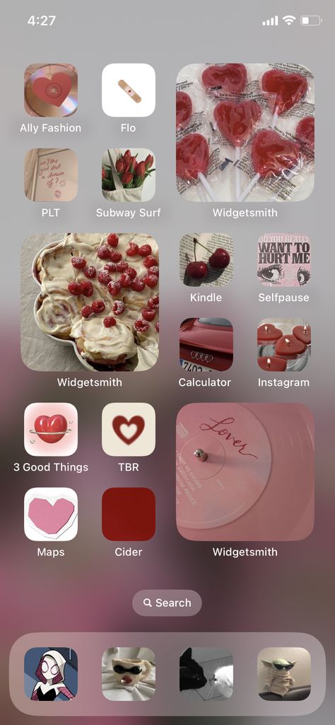 Red And Pink Homescreen, Pink Iphone Theme Ideas, Red Aesthetic Phone Layout, Iphone Theme Ideas Red, Pink Homescreen Aesthetic, Red Aesthetic Homescreen, Pink Phone Aesthetic, Red Iphone Layout, Widgets Aesthetic Pink