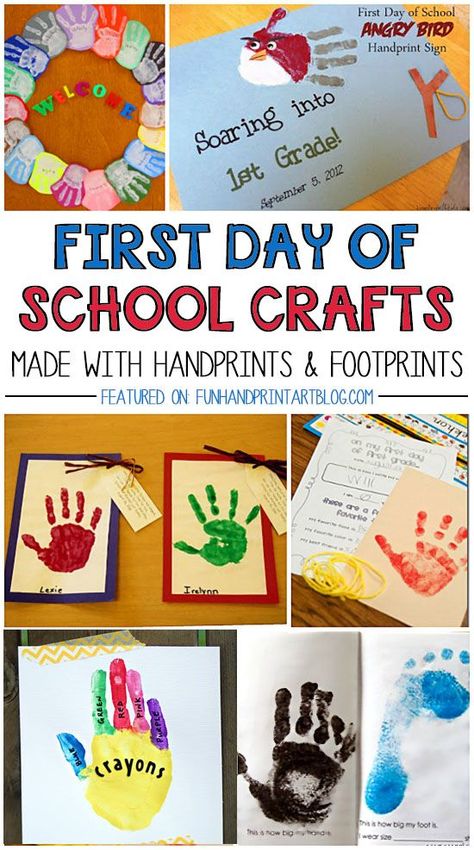 Kids grow up so fast with the new school year being some of the biggest moments. Check out these fun 1st Day of school handprint crafts to mark the big day! First Day Of School Crafts, Broom Craft, Back To School Crafts For Kids, Welcome To Preschool, Labor Day Crafts, September Preschool, Preschool First Day, Kissing Hand, School Art Activities