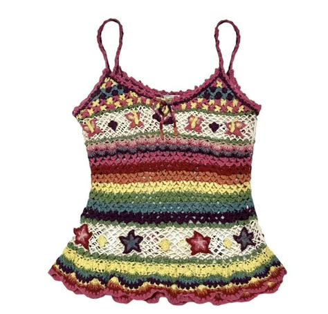 Star Tank Top, Hippie Crochet, Crochet Design Pattern, Rainbow Crochet, I'm With The Band, Hysteric Glamour, Swaggy Outfits, Summer Crochet, Dream Clothes