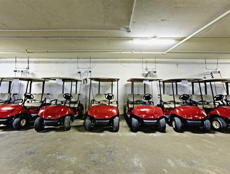 A golf cart can start to look a little faded after being out in the sun for a while. If you want to spruce up your golf cart, you can give it a new paint job. You can even make your golf cart stand out by painting the body any color that you want. Painting a golf cart body is not too difficult and can be completed in an afternoon. Parking Ideas, Golf Cart Bodies, Garage Dimensions, Parking Garage, Golf Cart, Parking Lot, Golf Carts, How To Paint, Paint Job