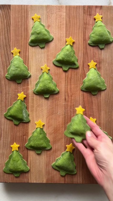 have you ever seen cuter ravioli?? 🎄✨ #pastatiktok #pastarecipe #ravi... | TikTok Christmas Ravioli, Pasta Shop, Cute Treats, Food Network Canada, Fun With Food, Dreaming Of A White Christmas, A White Christmas, Ravioli, Food Network