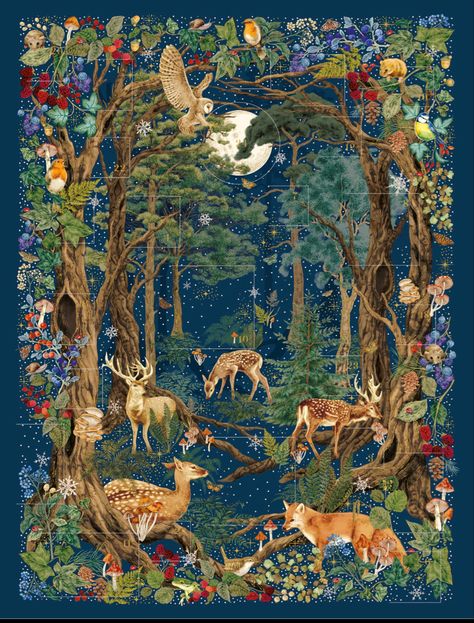 Animal Forest Illustration, Magical Forest Animals, Grandmothers Prayers, Magic Forest Illustration, Magical Forest Illustration, Woodland Creatures Art, Enchanted Forest Animals, Forest Composition, Enchanted Forest Art