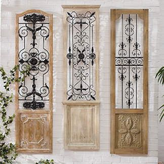 Shop All Wall Decor & Mirrors | Grandin Road Veranda Decor, Old Garden Gates, Gate Wall Decor, Wrought Iron Wall Art, Old World Furniture, White Fir, Crystal Candelabra, Outdoor Metal Wall Art, Wrought Iron Decor