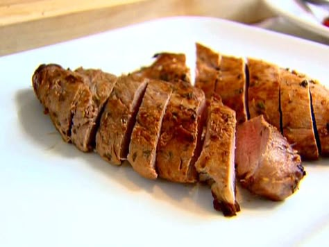 Herb-Marinated Pork Tenderloins from FoodNetwork.com Ina Garten Pork Tenderloin, Pork Tenderloin Ina Garten, Ina Garten Pork Tenderloin Recipe, Keto Marinades, Pork Fillet Recipes, Celiac Diet, Mustard Pork Tenderloin, Pork Tenderloins, Roast Beef Sandwich