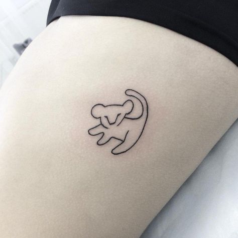 12 Tiny Simba Tattoos For Those Who Just Can't Wait to Be King Disney Line Art, Simba Tattoo, Line Art Tattoo, Tattoo Placements, Mouse Tattoos, Movie Tattoo, Movie Tattoos, King Tattoos, Muster Tattoos