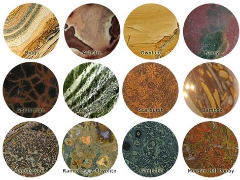 kinds of Jaspers Jasper Types, Poppy Collage, Spiderman Lizard, Types Of Jasper, Stone Identification, Stone Tumbler, Righteous Gemstones, Gemstones Chart, Morgan Hill