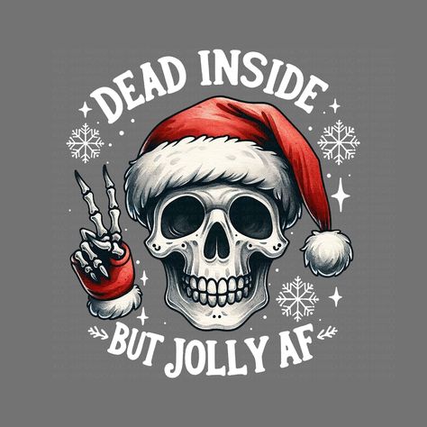 Skull Santa, Designs For Printing, Christmas Skull, Jolly Af, Spooky Christmas, Gothic Christmas, Png Vintage, Vintage Xmas, Sublimation Christmas