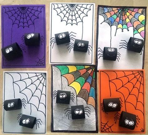 Easy Spider Crafts for Preschool and Kindergarten Kids Check more at https://www.kidsartncraft.com/easy-spider-crafts-for-kids/ Bricolage Halloween, Halloween Art Projects, Halloween Crafts Preschool, Spider Crafts, Halloween Kunst, October Crafts, Halloween Classroom, Halloween Arts And Crafts, Halloween Preschool