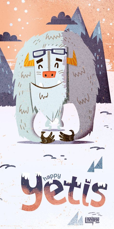 :::Happy Yetis::: by Ilias Sounas, via Behance Creation Art, Monster Illustration, Cute Monsters, Retro Illustration, Childrens Illustrations, Children's Book Illustration, Design Graphique, Children Illustration, Cute Illustration