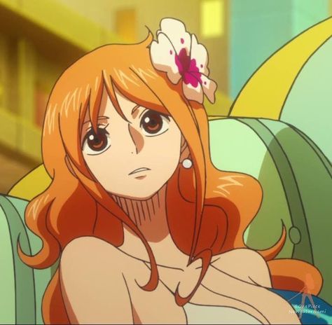 An Anime, A Woman, Couch, One Piece, Red, Hair, Anime