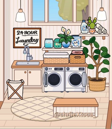 Modern Mansion Bedroom, Toca Boca Hair Salon, Toca Life World Aesthetic Pfp, Bad Room Ideas, Landry Room, House Laundry Room, Custom Closet Organization, Tiny Laundry Rooms, Free House Design