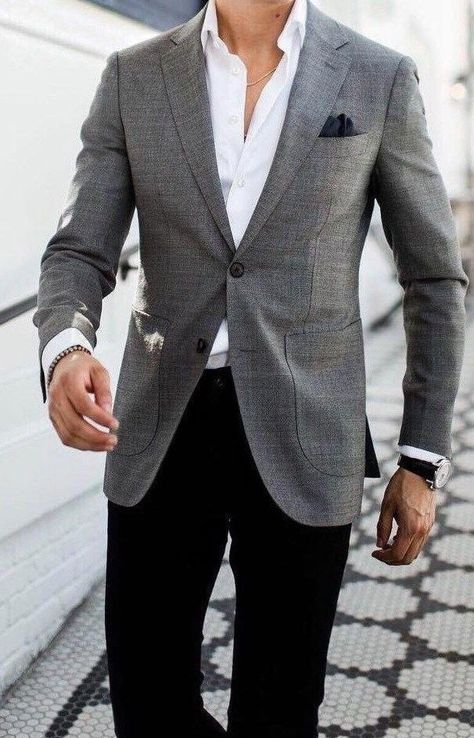 Grey Blazer Men Outfit, Gray Blazer Outfit Mens, Dark Grey Blazer Outfit, Grey Blazer Mens, Blazer Men Outfit, Blazer Outfits For Men, Grey Blazer Outfit, Outfit Grey, Blazer Outfits Men