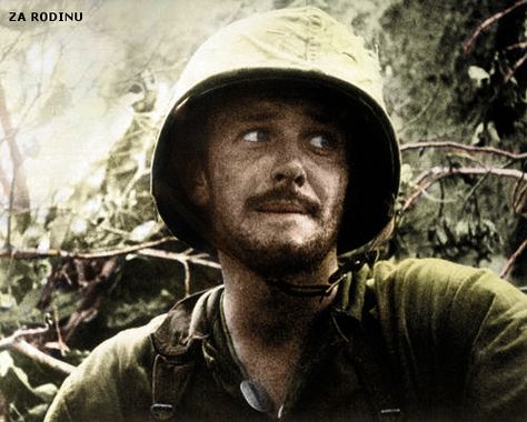 U.S. Marine at Peleliu Island WWII / US Marine in action at Peleliu Island, Palau Islands, Ca. September 1944 Peleliu 1944, Battle Of Peleliu, British Soldier, Us Marines, Us Marine, Palau, Marine Corps, Military History, The Battle