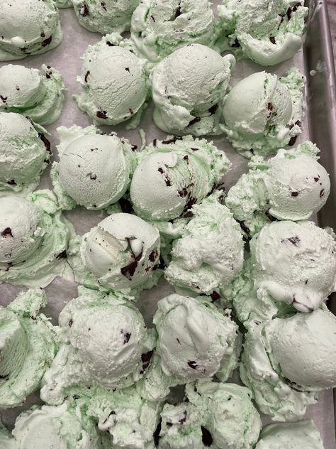 Freeze Dried Mint Chocolate Chip Ice Cream! Soft bright green color . Freeze Dried Ice Cream melts in your mouth!  This is our 5x8.5 bag. 8-10 scoops or 4 ounces.  Orders ship within 2 days! Mint And Chip Ice Cream, Mint Choco Aesthetic, Ice Cream Mint Chocolate Chip, Ice Cream Mint, Freeze Dried Ice Cream, Mint Chocolate Ice Cream, Mint Choco, Green Ice Cream, Mint Aesthetic