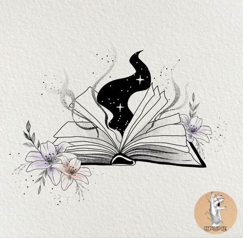 Book Outline Templates, Open Book Tattoo, Book Inspired Tattoos, Traditional Tattoo Outline, Book Tattoos, Bookish Tattoos, Nerd Tattoo, Book Outline, Witch Tattoo