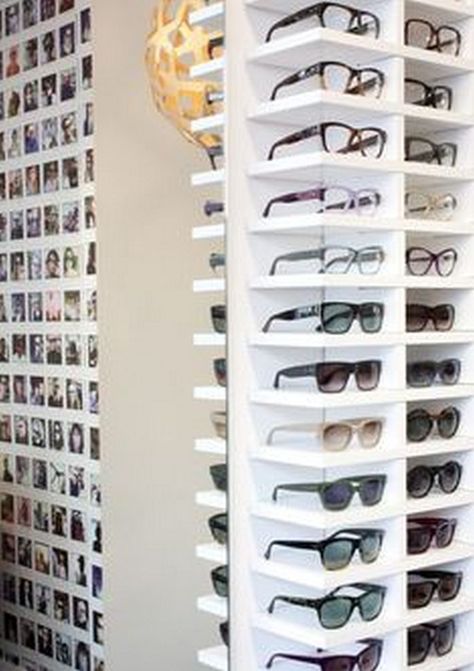 How to Build Your Own Sunglass Rack – Your Projects@OBN Sunglass Rack, Eyewear Store Design, Glass Shelves In Bathroom, Shelves Over Toilet, Glass Shelves Kitchen, Floating Glass Shelves, Eyewear Display, Retail Design Display, Sunglasses Display