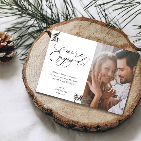 Engaged Christmas Card, Christmas Engagement Cards, Holiday Engagement, We're Engaged, Xmas 2024, Christmas Engagement, Just Engaged, Save The Date Photos, Engagement Announcement