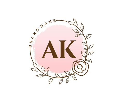 Initial AK feminine logo. Usable for Nature, Salon, Spa, Cosmetic and Beauty Logos. Flat Vector Logo Design Template Element. Logo Cosmetics Design, Logo Beauty Cosmetics, Ak Logo Design, Beauty Logos, Ak Logo, Spa Logo Design, Spa Logo, Beauty Logo Design, Cosmetic Design