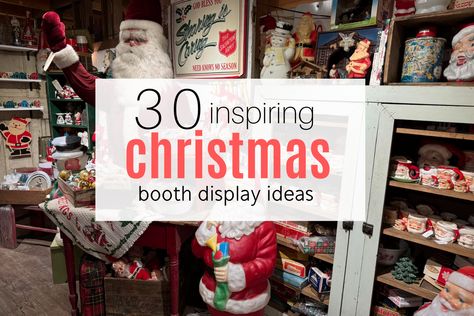 30 Inspiring Christmas Antique Booth Display Ideas Store Christmas Display Ideas, Christmas Flea Market Booth Ideas, Small Vendor Table Display Ideas, Chair Display Ideas, Christmas Craft Show Booth Display Ideas, Christmas Market Booth Display, Christmas Antique Booth Ideas, Display Ideas For Boutique, Antique Booth Christmas Display Ideas