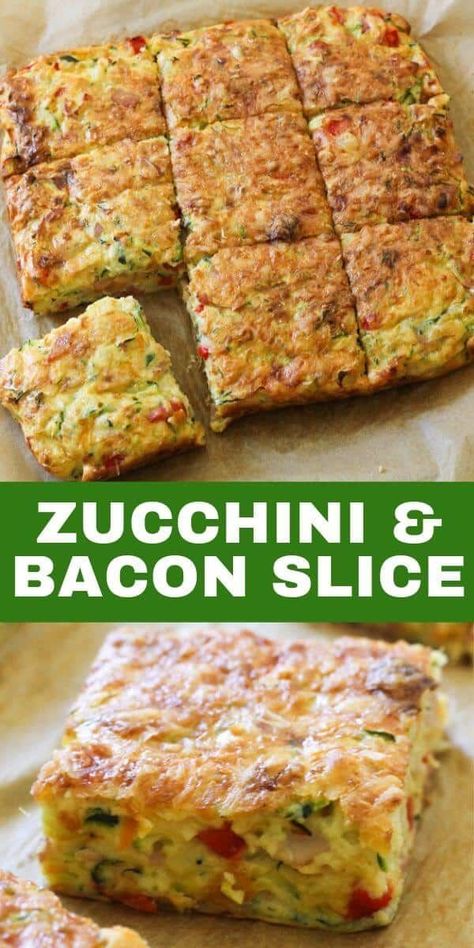 Out Of The Box Recipes, How To Use Extra Large Zucchini, Healthy Savoury Breakfast Recipes, Vegetables For Breakfast Ideas, Healthy Lunchbox Recipes, Savoury Slice, Kids Lunch Boxes, Slice Recipe, Zucchini Slice