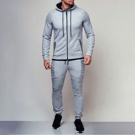 Mens Sweat Suits, Punk Hoodie, Top Brands Fashion, Street Jacket, Athleisure Men, Gym Outfit Men, Tracksuit Men, Sweatpants Style, Track Suit Men