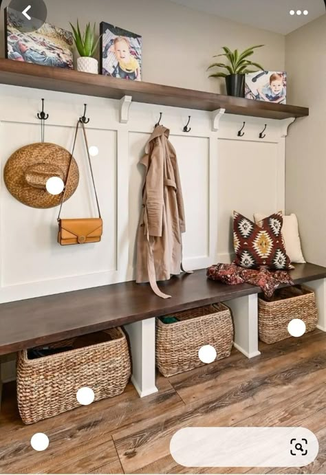 Entry Closet Ideas, Mudroom Laundry Room Ideas, Small Mudroom Ideas, Mudroom Remodel, Hallway Makeover, Mudroom Decor, Diy Mudroom Bench, Home Hall Design, Drop Zone