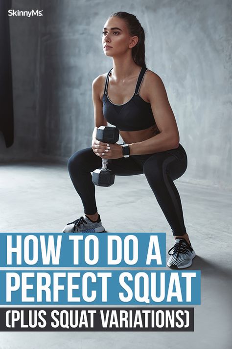 The squat is probably the most mentally and physically rewarding exercise there is. Follow along and learn how to do a perfect squat (plus, squat variations) to get the lower body and butt you've been dreaming of! How To Do Squats, Squat Technique, How To Squat Properly, Easy Workouts For Beginners, Squats Workout, Perfect Squat, Inner Thigh Muscle, Squat Variations, Weighted Squats