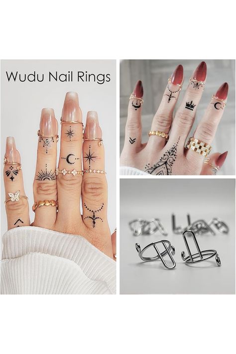 10 Pcs Wudu Nail Rings Adjustable Fingernail Rings Reusable Nail Rings Non-Tarnish For Daily Wear Press on Nails with No Glue Wudu Nail Rings, Fingernail Rings, Nail Rings, Rings Adjustable, Quirky Jewelry, Nails Press, Nail Ring, Womens Nails, Fashion Nails