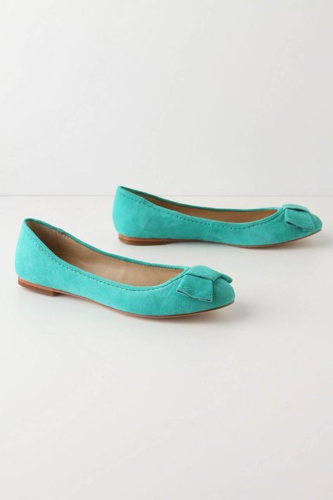 Love these #flats from #Anthro Teal Flats, Turquoise Shoes, Wedding Shoes Flats, Blue Suede Shoes, Cute Flats, Bow Flats, Crazy Shoes, Tiffany Blue, Cute Shoes