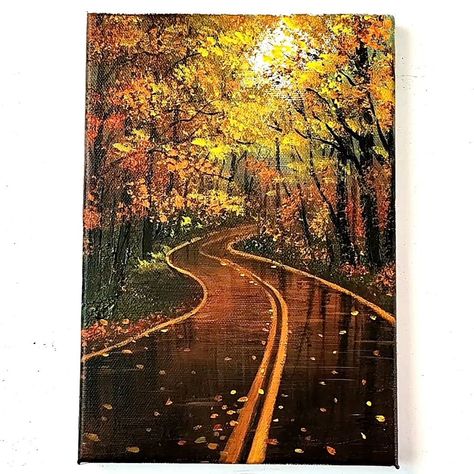 Autumn Forest and Road Acrylic Painting | art, art of painting, forest | Autumn Forest and Road Acrylic Painting #art #sunset #artist #artwork #acrylic #painting #eldrawingarts #paintingartwork #acrylicpainting #autumnforest | By El Drawing Arts | Facebook Road Acrylic Painting, Road Painting, Sunset Painting Acrylic, Art Of Painting, Drawing Arts, Painting Forest, Artwork Acrylic, Forest Background, Art Sunset