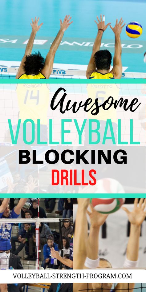 Awesome Blocking Drills Volleyball Blocking, Volleyball Defense, Volleyball Hitter, Volleyball Passing Drills, Volleyball Practice Plans, Volleyball Warm Ups, Volleyball Serve, Volleyball Positions, Youth Volleyball