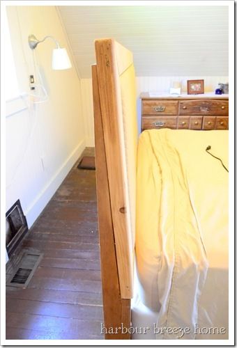 Diy Slanted Headboard, Diy Bed Headboard, Headboard Tutorial, Farmhouse Headboard, Pottery Barn Style, Frame Headboard, One Bed, Diy Headboard, Night Table