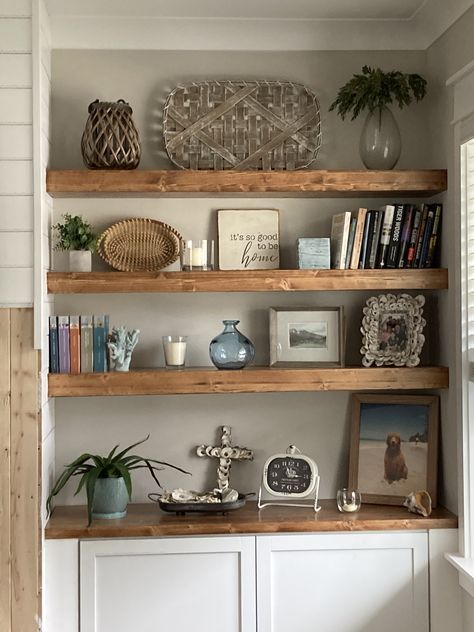 Living Room Alcove Ideas Built Ins, Cove Shelving, Shelves In Alcoves, Alcove Shelf, Farmhouse Dinnerware Sets, Built In Tv Cabinet, Alcove Ideas, House Moodboard, Farmhouse Dinnerware