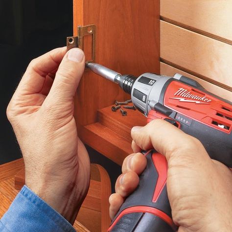 Installing No-Mortise Hinges: No-mortise hinges are a great choice for installing a door. Learn the hassle-free steps to perfect results. Glass Cabinet Door, Advanced Woodworking Plans, Work Triangle, Woodworking Logo, Small Woodworking Projects, Learn Woodworking, Wood Lathe, Woodworking Project, Woodworking Skills