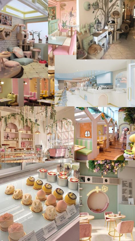 Cafe, cutesy, Japan Cafe Collage, Cafe Japan, Mood Tone, Love Cafe, Aesthetic Cafe, Themed Cafes, Cute Cafe, Money Magnet, Mood And Tone