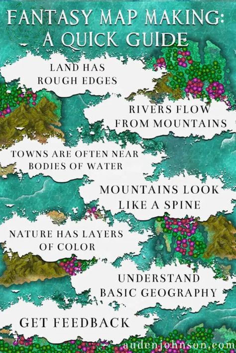 Fantasy Map Making: A Quick Guide - Auden Johnson Making A Fantasy World, Fictional Maps Ideas, How To Make A Fantasy World, How To Make A Fantasy Map, Rice Map, Magical Creatures Mythology, Fantasy Map Maker, Map Inspiration, Basic Geography