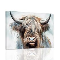 Pictures Wall Decor, Animals Painting, Highland Cow Canvas, Print Bathroom, Cow Wall Art, Wall Decor Abstract, Cow Pictures, Pictures Wall, Cow Canvas