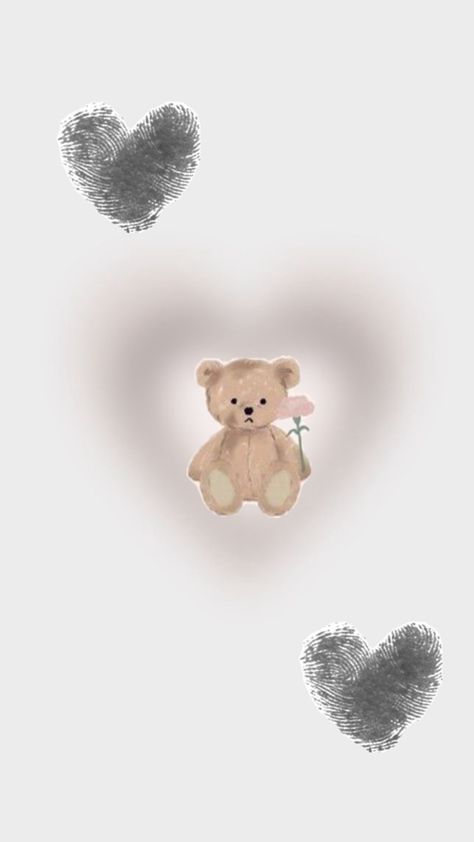 Delusional Wallpaper, Cute Coquette Wallpaper, Being Delusional, Heart Fingerprint, Grey Teddy Bear, Gray Heart, Coquette Wallpaper, Cute Coquette, Aesthetic Room Decor