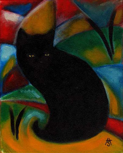 Franz Marc (Alemania, 1880-1916). Black cat. Blue Rider, August Macke, Franz Marc, German Expressionism, Black Cat Art, Cat Artwork, Cats In Art, A Black Cat, Cats Art