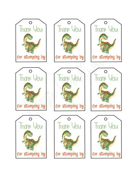 Dinosaur Party Thank You Tags, Thanks For Stopping By, Dinosaur Gift Tags Free Printable, Birthday Goody Bag Tags Free Printable, Dinosaur Party Labels Free Printable, Dinosaur Tags Free Printable, Dinosaur Thank You Tags, Dinosaur Name Tags Free Printable, Thank You For Coming Tags Printable Free