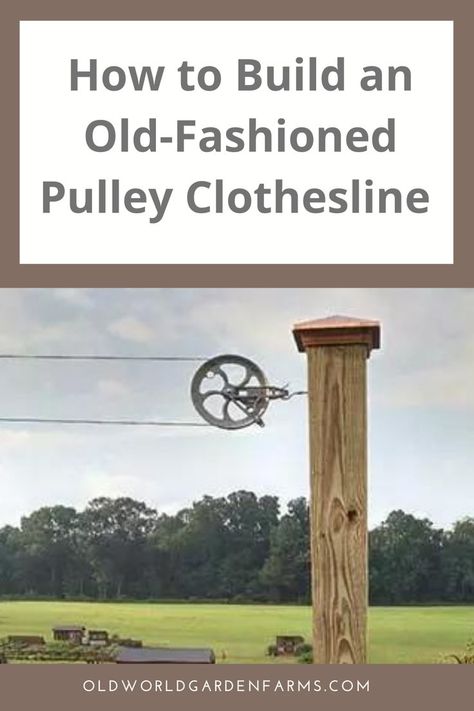 Whether you're longing for that fresh scent of clothes drying on the line, or perhaps a little nostalgia, when you install an old-fashioned pulley clothesline, you are sure to enjoy both! Check out how to install this classic tool that you can use during warm months, and save big money! Outdoor Clothes Lines Ideas, Clothes Lines Ideas Outdoor, Pulley Clothesline, Diy Clothesline Outdoor, Garden Clothesline, Backyard Dyi, Outdoor Clothes Lines, Clothesline Diy, Acreage Living