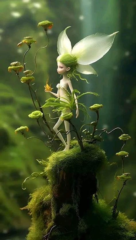 Magic Creatures, Faery Art, Strange Flowers, Surreal Photos, Fairy Pictures, Fairy Artwork, Cute Fantasy Creatures, Fairies Elves, Forest Creatures