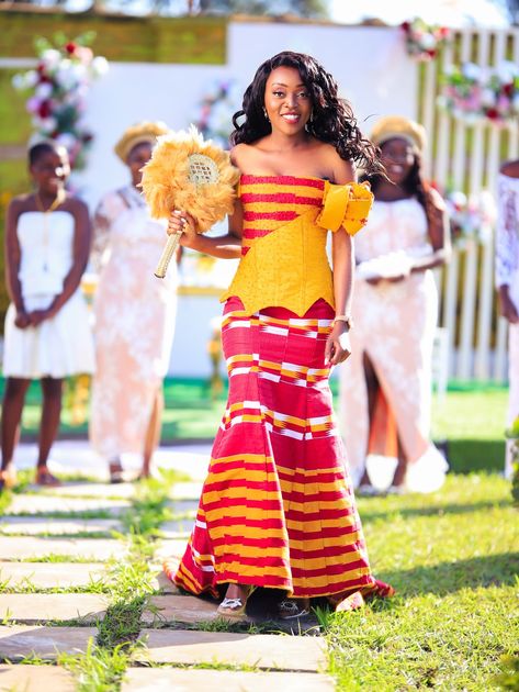 Malawian Bridal shower Malawian Traditional Attire, Traditional Attire, African Attire, Traditional Wedding, Traditional Dresses, Off Shoulder Dress, Bridal Shower, Shower, Dresses