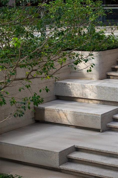 The Mixc by Instinct Fabrication – mooool Stairs In Landscape, Stone Entry Steps, Urban Stairs, Stair Garden, Concrete Landscaping, Patio Stairs, Landscape Stairs, Landscape Steps, Urban Landscape Design