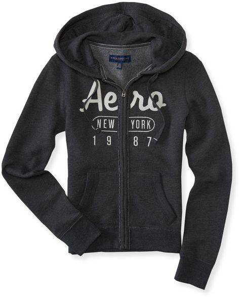 Aero NY 1987 Full-Zip Hoodie Hoodies Black, Grey Cropped Hoodie, Aeropostale Hoodies, Aeropostale Sweater, Blue Sweatshirt, Drawstring Hoodie, Zipper Hoodie, Oversize Hoodie, Full Zip Hoodie