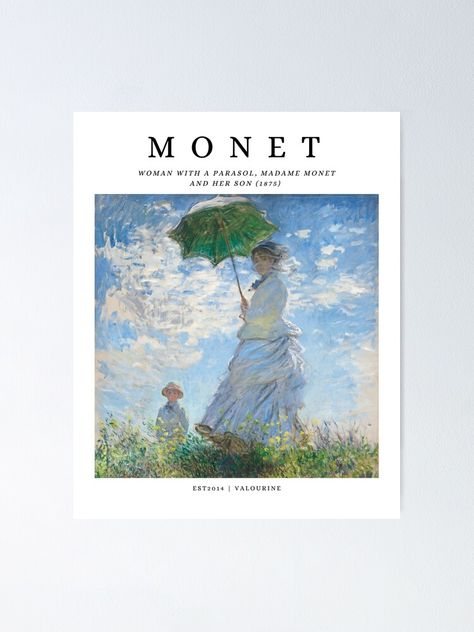 "Woman with a Parasol, Madame Monet and Her Son (1875) by Claude Monet" Poster by valourineart | Redbubble Claude Monet Poster, Woman With A Parasol, Water Lilies Art, Eid Photos, Monet Poster, Art Exhibition Posters, Abstract Art Inspiration, Colorful Abstract Art, Exhibition Poster