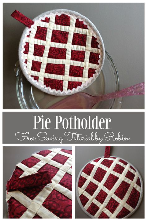 DIY Fabric Pie Potholder Free Sewing Pattern | Fabric Art DIY Pie Hot Pad Pattern, Quilted Trivets, Pie Pot Holders Free Pattern, Potholders To Sew Free Pattern, Pot Holders Diy Free Pattern, Hot Pads Diy, Diy Pie, Diy Apron, Craft Apron