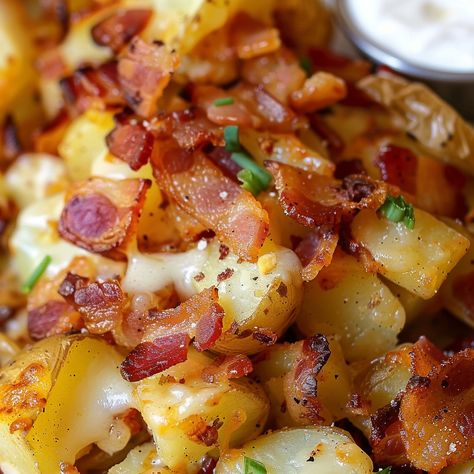 Cheesy Breakfast Potatoes with Crispy Bacon Breakfast Potatoes Cheesy, Breakfast Cheese Potatoes, Breakfast Diced Potatoes, Cheese Breakfast Potatoes, Breakfast Cheesy Potatoes, Cheesy Breakfast Potatoes, Cheesy Breakfast, Breakfast Cheese, Frozen Potatoes